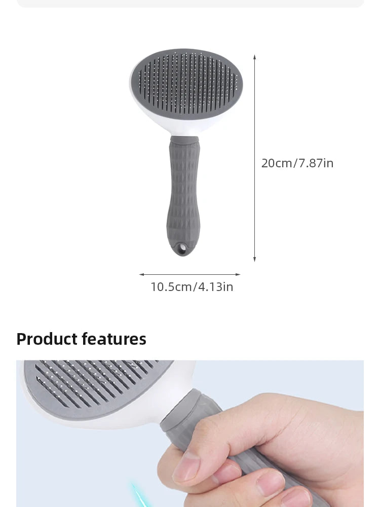 Pet Hair Removal Brush Dog Hair Comb Stainless Steel Automatic Hair Fading Cat Comb Pet Cleaning Grooming Supplies