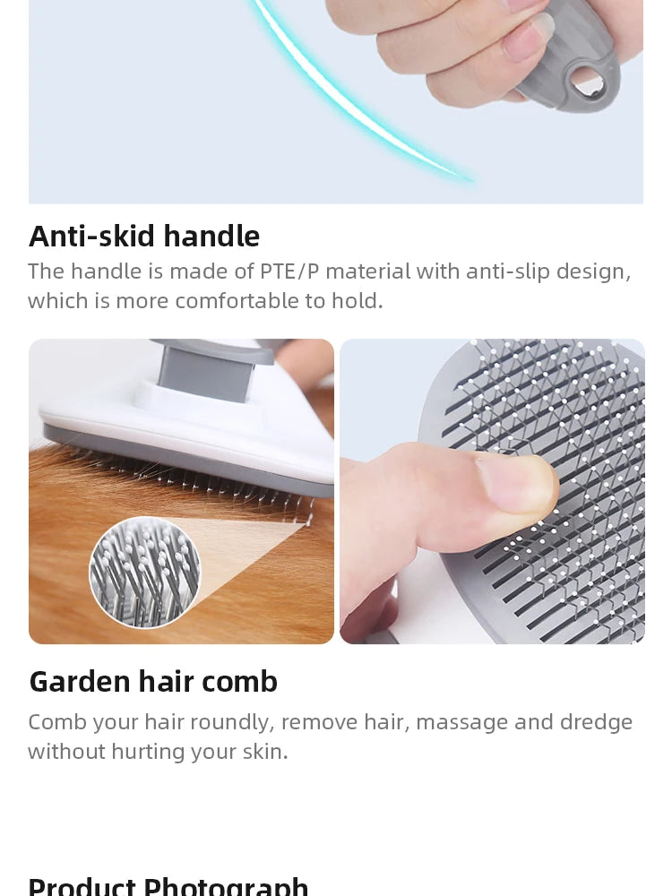 Pet Hair Removal Brush Dog Hair Comb Stainless Steel Automatic Hair Fading Cat Comb Pet Cleaning Grooming Supplies