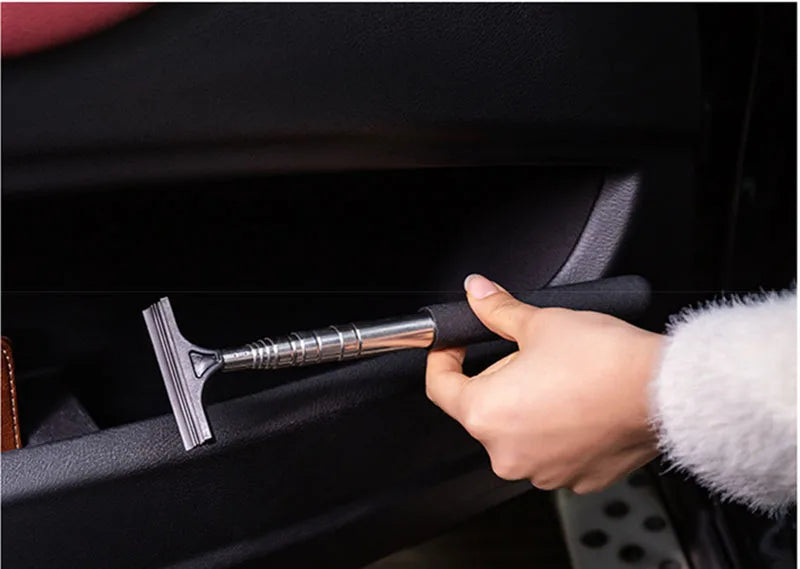 Car Rearview Mirror Wiper Cleaning Tool Auto Glass Mist Cleaner Scraper Car Accessories Handle Telescopic Window Cleaning Brush