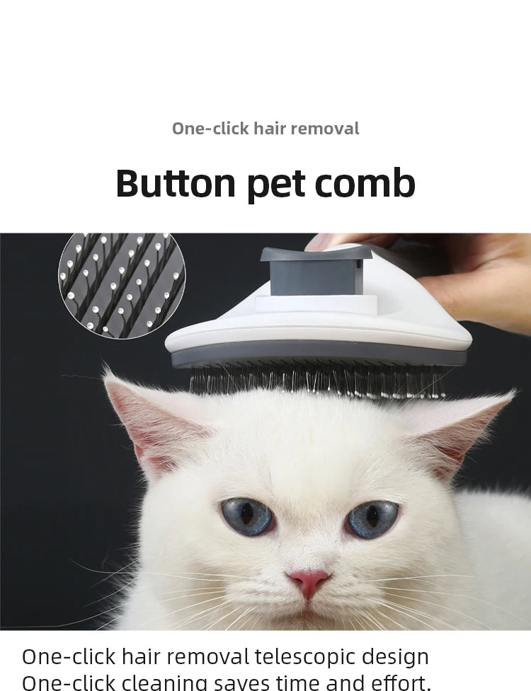 Pet Hair Removal Brush Dog Hair Comb Stainless Steel Automatic Hair Fading Cat Comb Pet Cleaning Grooming Supplies