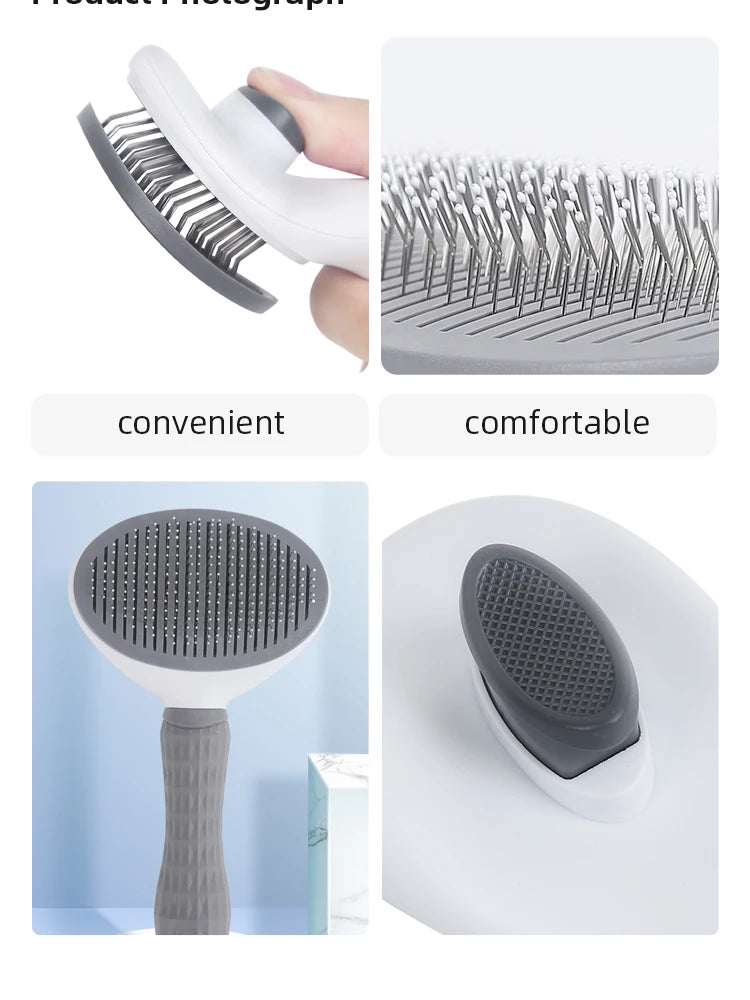 Pet Hair Removal Brush Dog Hair Comb Stainless Steel Automatic Hair Fading Cat Comb Pet Cleaning Grooming Supplies