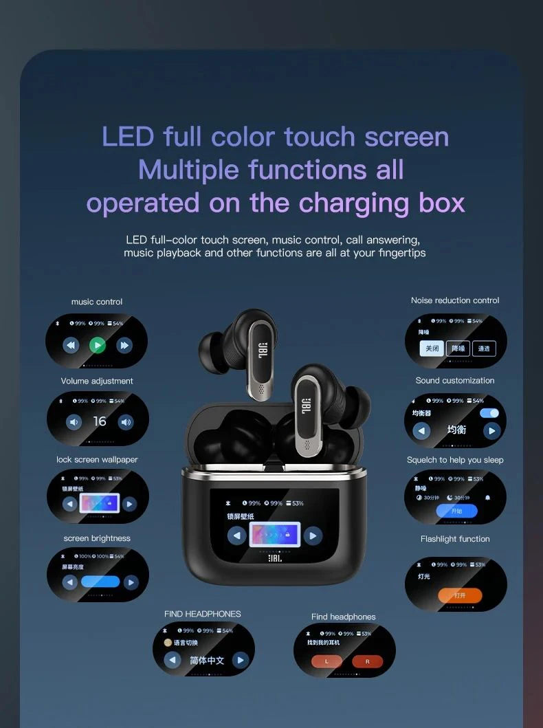 JBL Tour Pro 2 True Wireless Bluetooth headphone Noise Cancelling Earbuds LED Smart Display Box headset JBL Tour Pro2