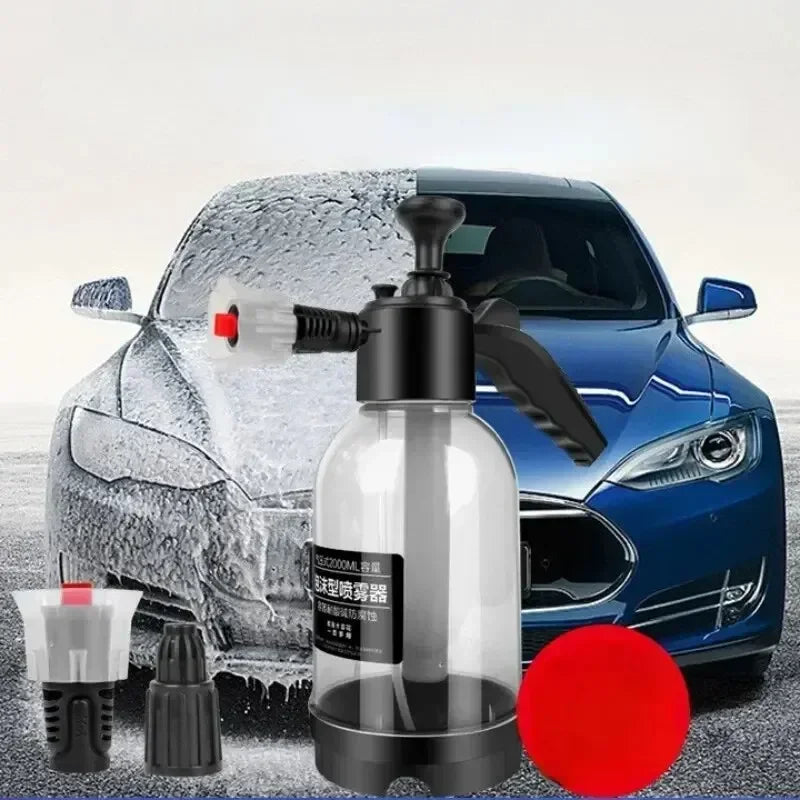 2L Hand Pump Foam Sprayer Pneumatic Washer Foam Snow Foam High Pressure Car Wash Spray Bottle for Car Home Cleaning Amagi